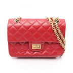 Chanel Shoulder Bag 2.55 Red Calf Mini Quilted Chain