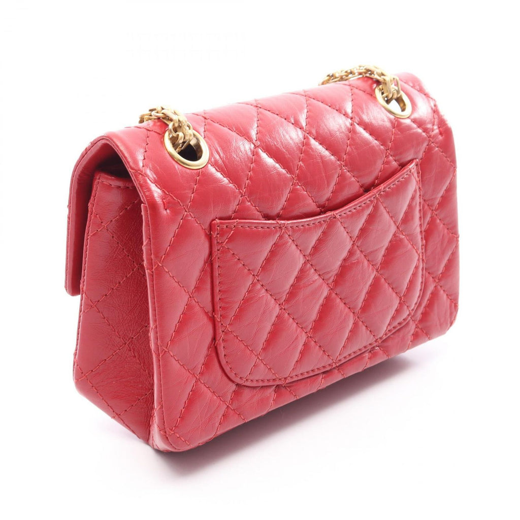 Chanel Shoulder Bag 2.55 Red Calf Mini Quilted Chain — view 2
