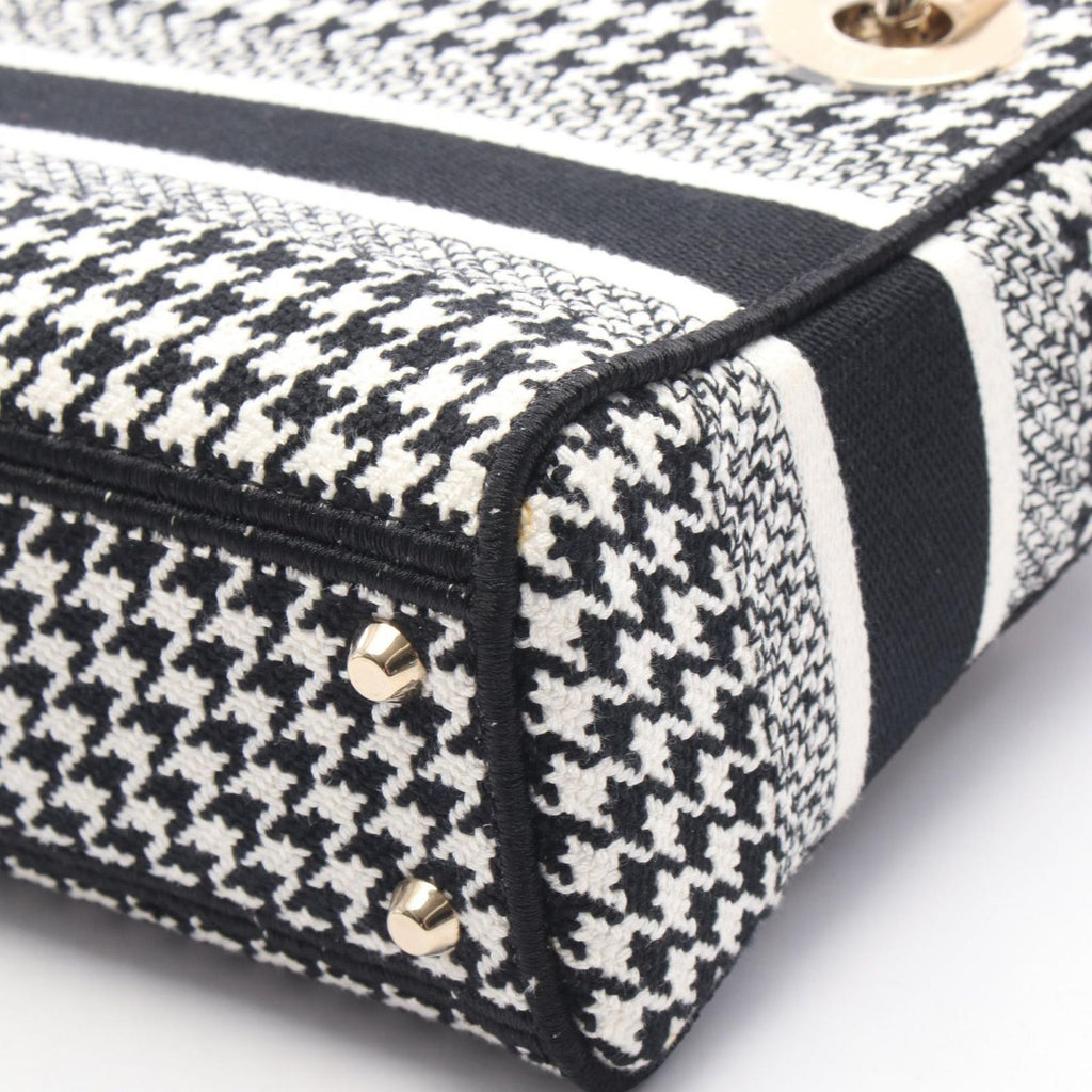 Dior Handbag Lady D-lite Mini Houndstooth 2-Way White Black Canvas Lady Dior — view 6