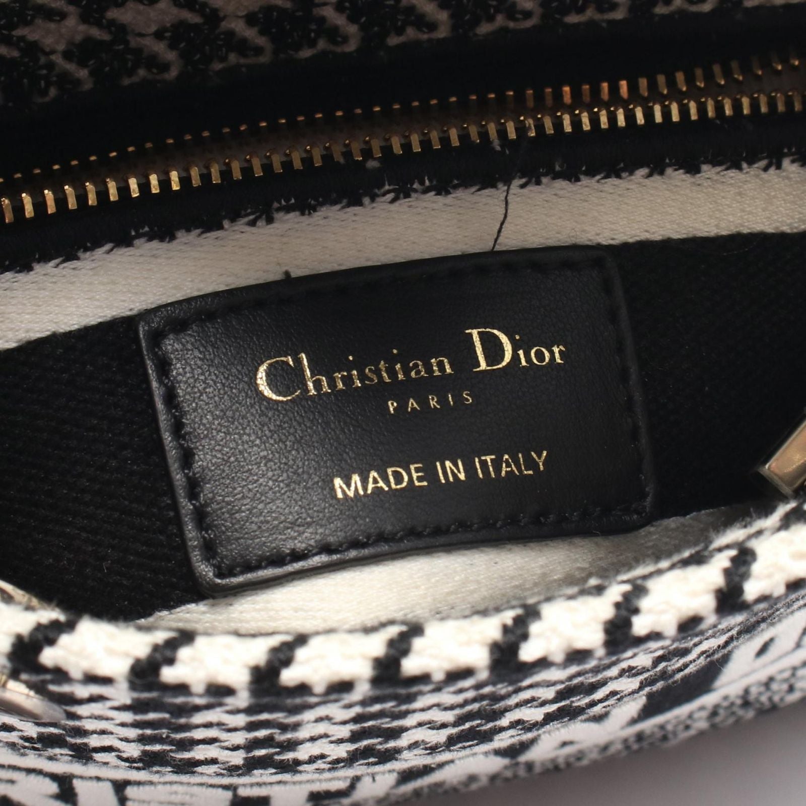 Dior Handbag Lady D-lite Mini Houndstooth 2-Way White Black Canvas Lady Dior — view 4