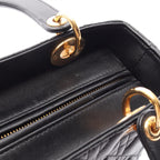 Dior Handbag Lady Dior Cannage 2-Way Black Leather Tote — view 6
