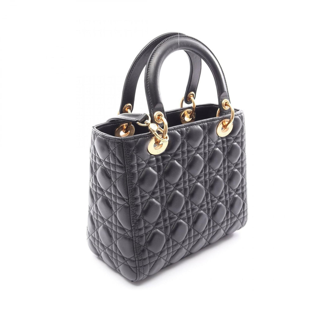 Dior Handbag Lady Dior Cannage 2-Way Black Leather Tote — view 2