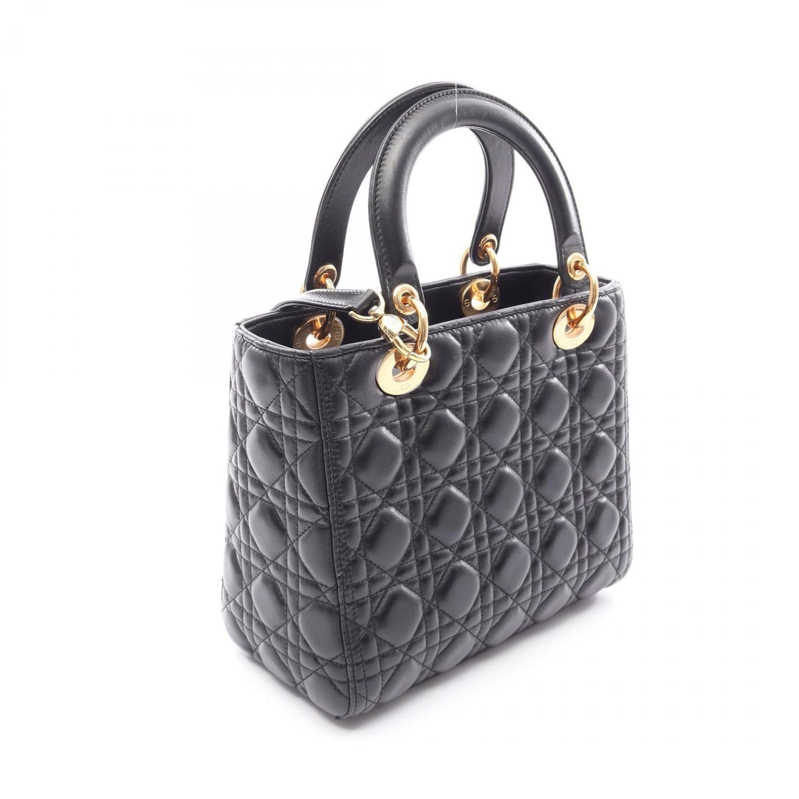Dior Handbag Lady Dior Cannage 2-Way Black Leather Tote — view 2