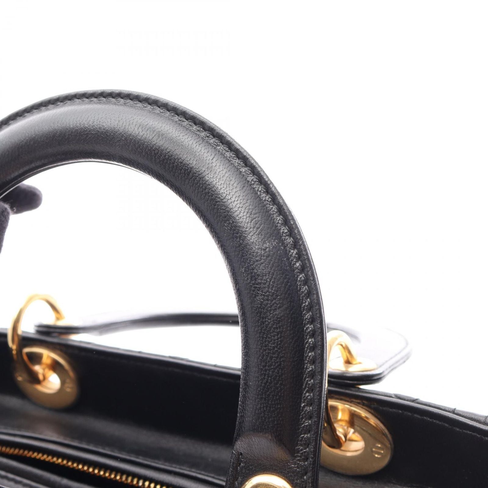 Dior Handbag Lady Dior Cannage 2-Way Black Leather Tote — view 9
