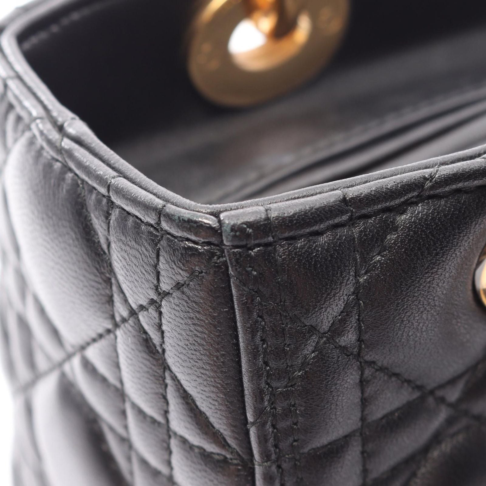 Dior Handbag Lady Dior Cannage 2-Way Black Leather Tote — view 7