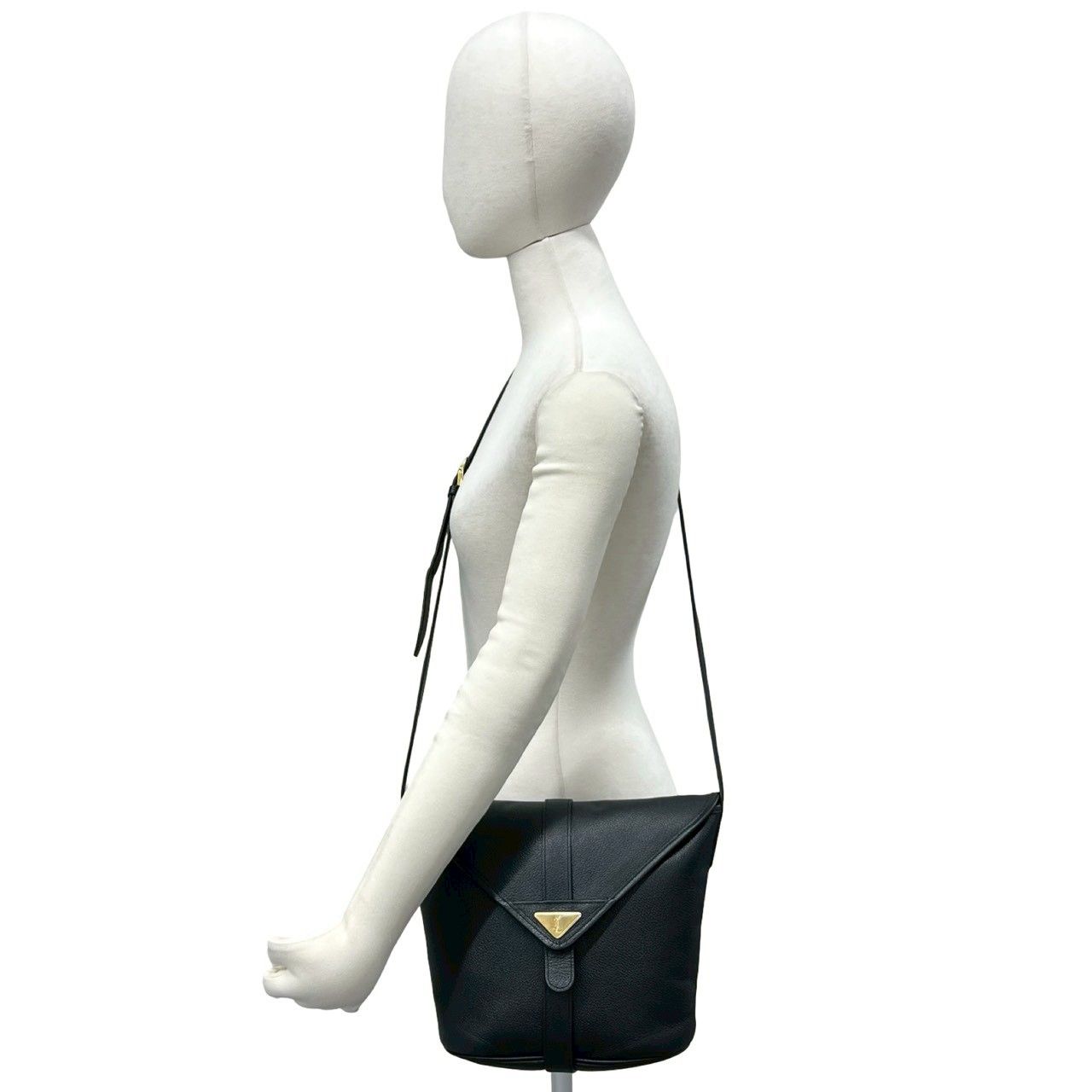 Saint Laurent Vintage Logo Leather Mini Shoulder Bag Black — view 2