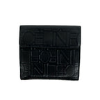 Celine Logo Embossed Leather Trifold Wallet Mini Coin Purse Card Case Black — view 2