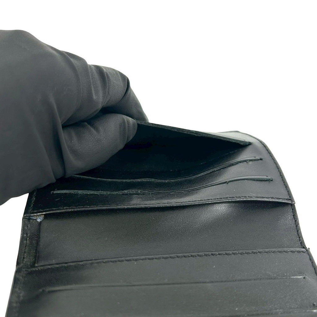 Celine Logo Embossed Leather Trifold Wallet Mini Coin Purse Card Case Black — view 9