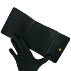 Celine Logo Embossed Leather Trifold Wallet Mini Coin Purse Card Case Black — view 7