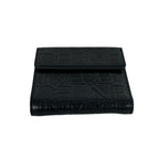 Celine Logo Embossed Leather Trifold Wallet Mini Coin Purse Card Case Black — view 6