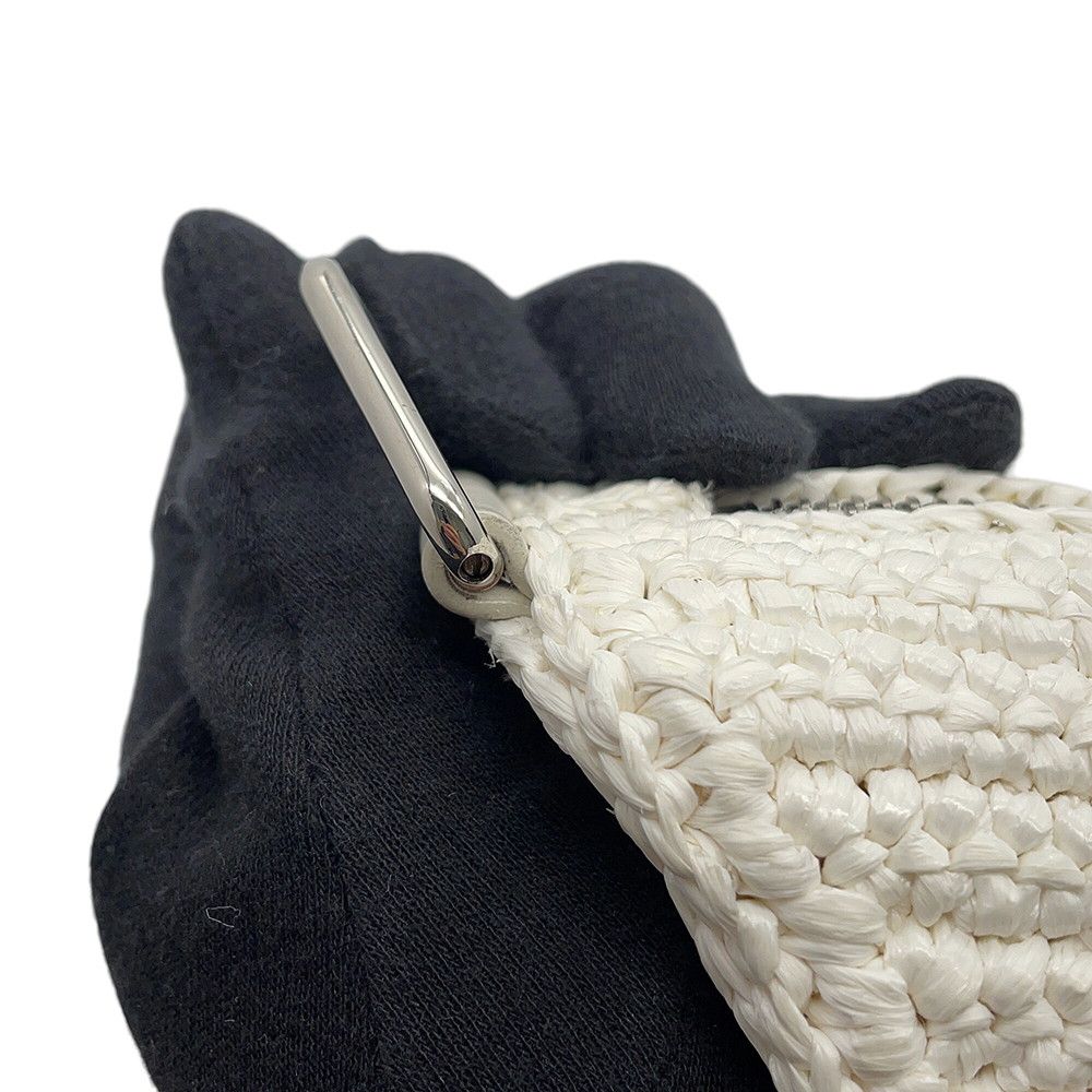 Prada Shoulder Bag Triangle Raffia White — view 7