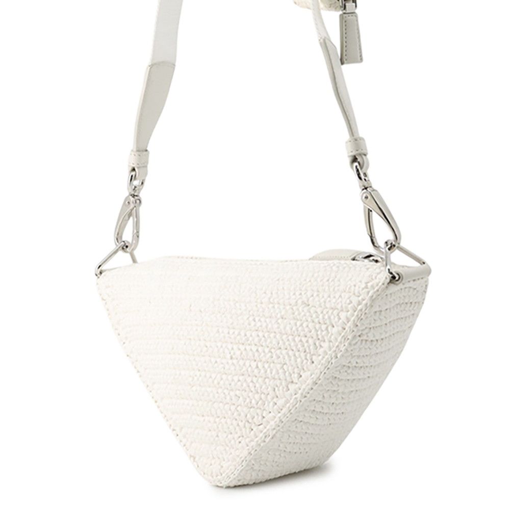 Prada Shoulder Bag Triangle Raffia White — view 2