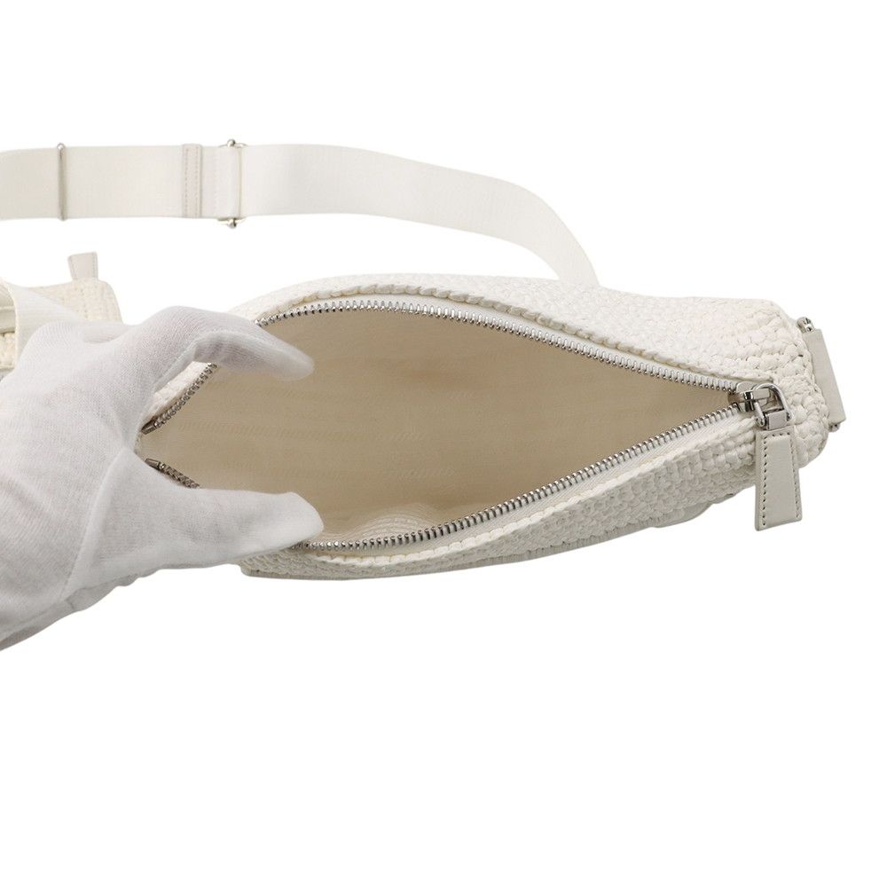 Prada Shoulder Bag Triangle Raffia White — view 5