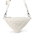 Prada Shoulder Bag Triangle Raffia White