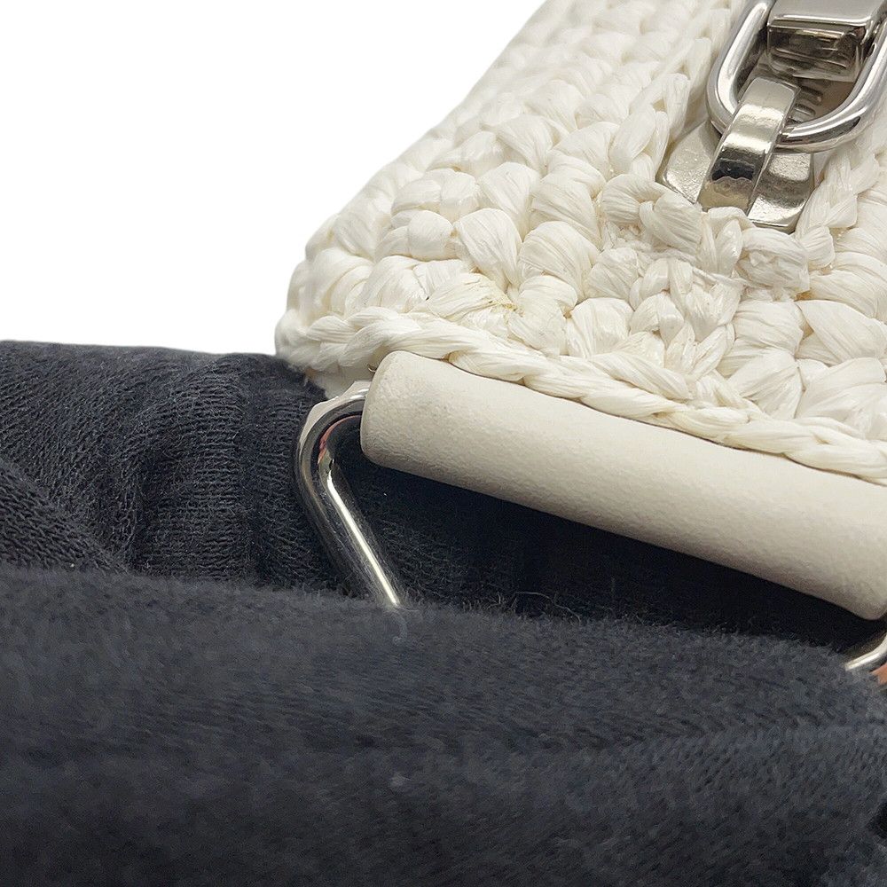 Prada Shoulder Bag Triangle Raffia White — view 6