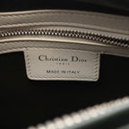Dior Handbag Lady Dior Cannage Light Blue Ivory Green Leather Tote — view 4