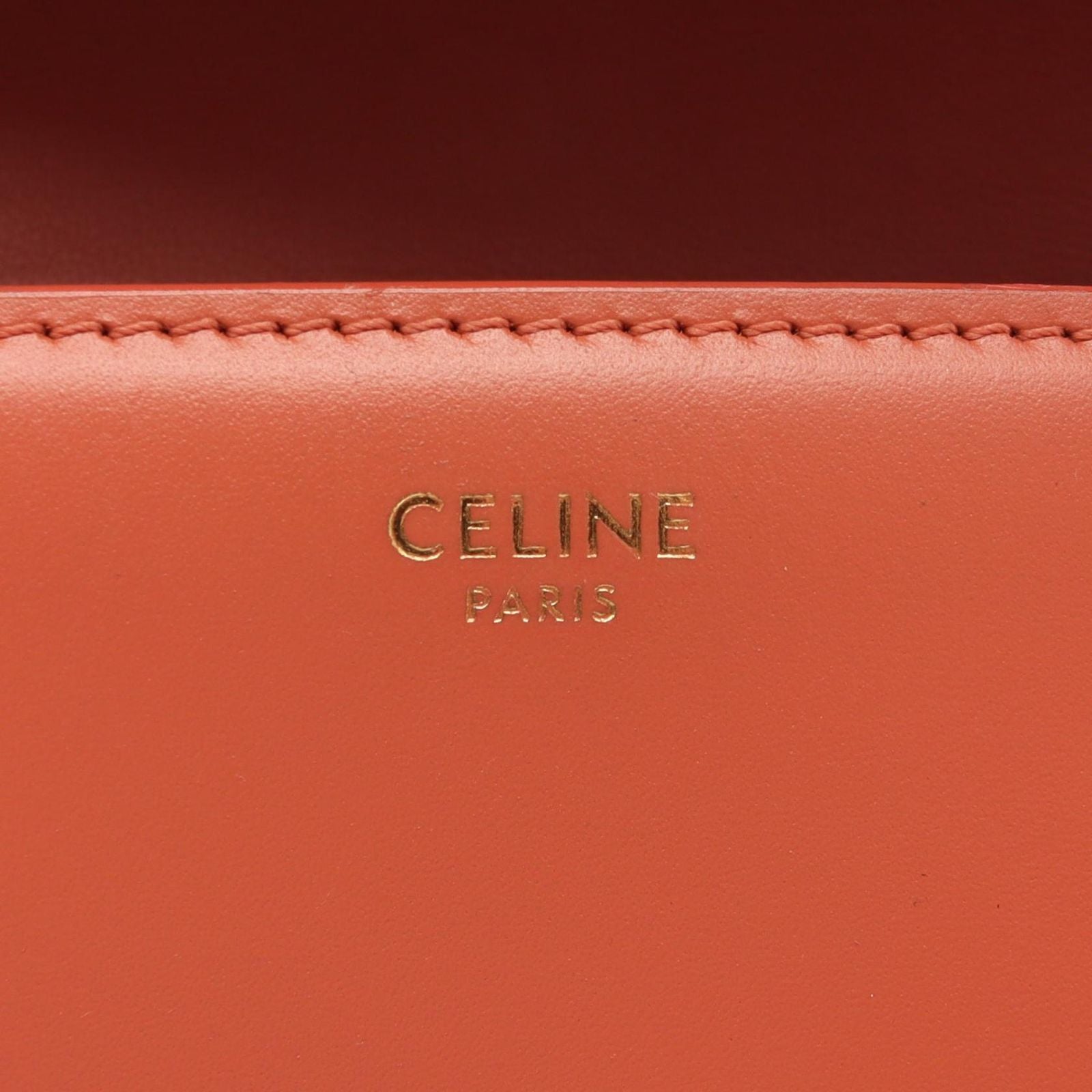 Celine Shoulder Bag Teen Triomphe Coral Orange Leather — view 4