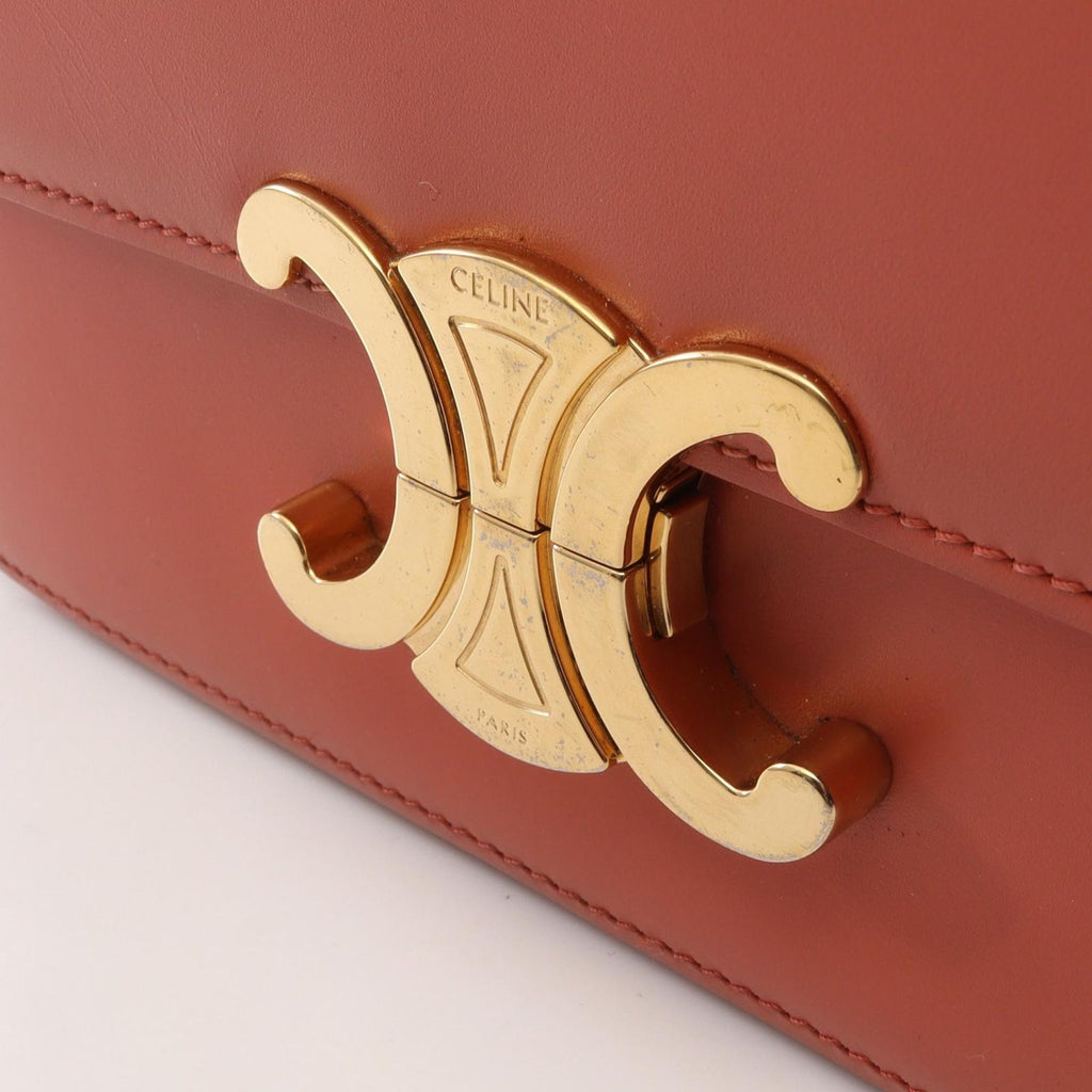 Celine Shoulder Bag Teen Triomphe Coral Orange Leather — view 6
