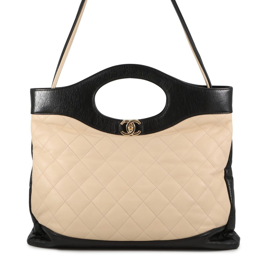 Chanel Quilted CC Logo 31 Large 2-Way Shoulder Bag Black