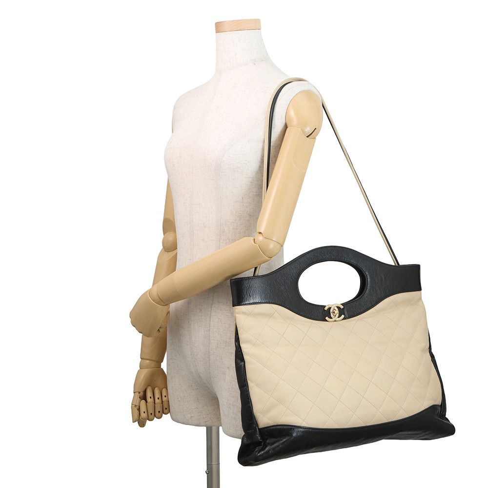 Chanel Quilted CC Logo 31 Large 2-Way Shoulder Bag Black — view 4