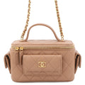 Chanel Chain Shoulder Bag Quilted CC Logo Vanity Caviar Leather