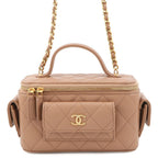 Chanel Chain Shoulder Bag Quilted CC Logo Vanity Caviar Leather