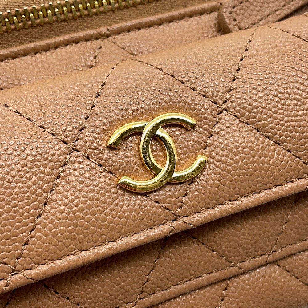 Chanel Chain Shoulder Bag Quilted CC Logo Vanity Caviar Leather — view 8