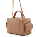 Chanel Chain Shoulder Bag Quilted CC Logo Vanity Caviar Leather — view 2