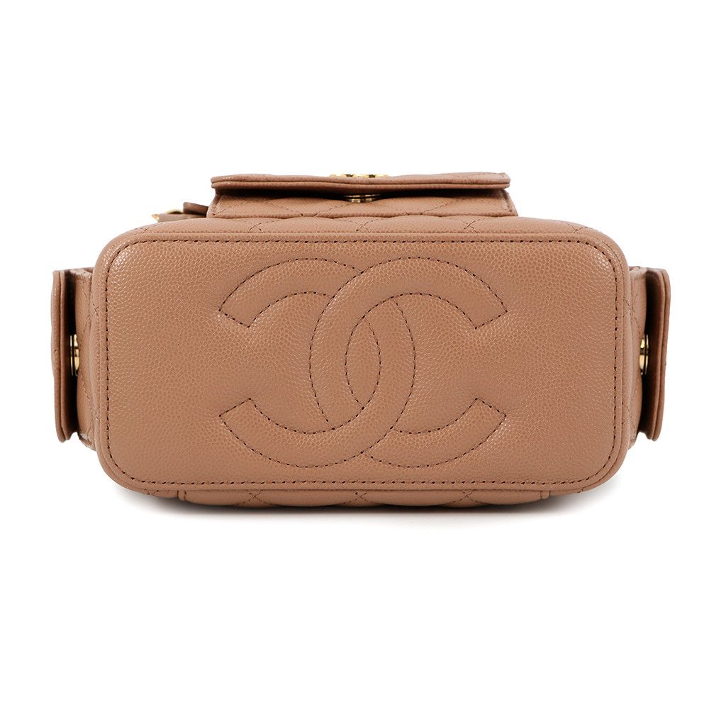 Chanel Chain Shoulder Bag Quilted CC Logo Vanity Caviar Leather — view 3