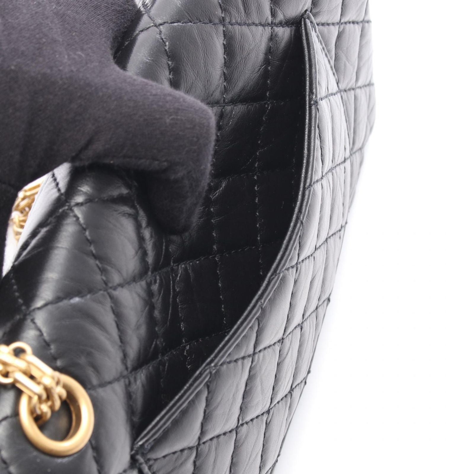 Chanel Shoulder Bag 2.55 Quilted Mademoiselle Chain Black Calf Double Flap — view 6
