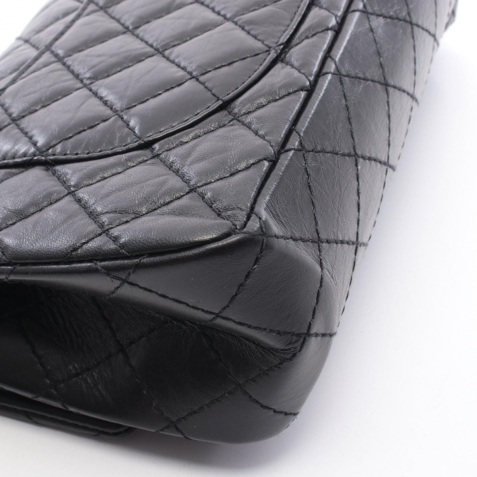 Chanel Shoulder Bag 2.55 Quilted Mademoiselle Chain Black Calf Double Flap — view 8