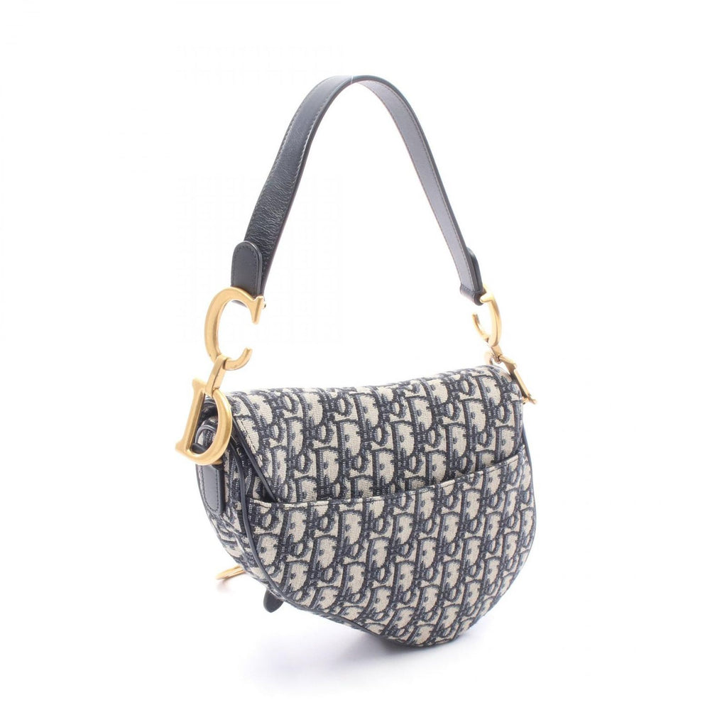Dior Handbag Saddle Oblique 2-Way Navy Canvas Leather — view 2