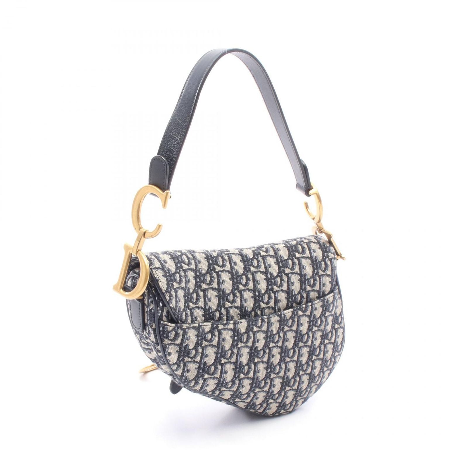 Dior Handbag Saddle Oblique 2-Way Navy Canvas Leather — view 2