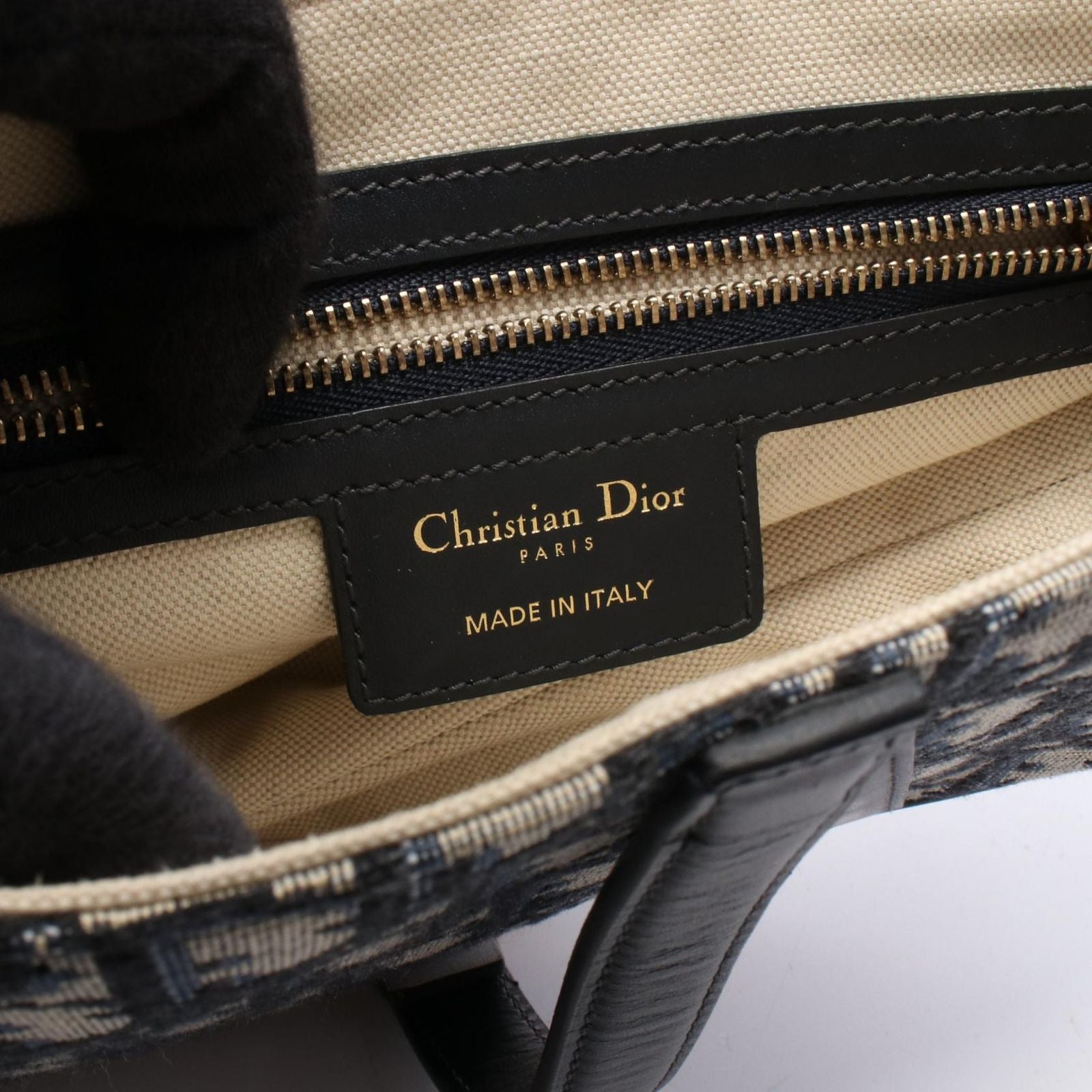 Dior Handbag Saddle Oblique 2-Way Navy Canvas Leather — view 4