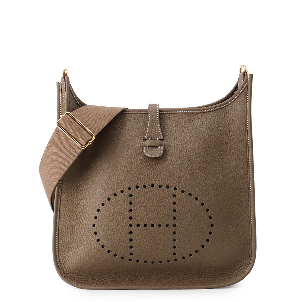 Hermes Shoulder Bag Evelyne 3 PM Etoupe Gold Taurillon Clemence