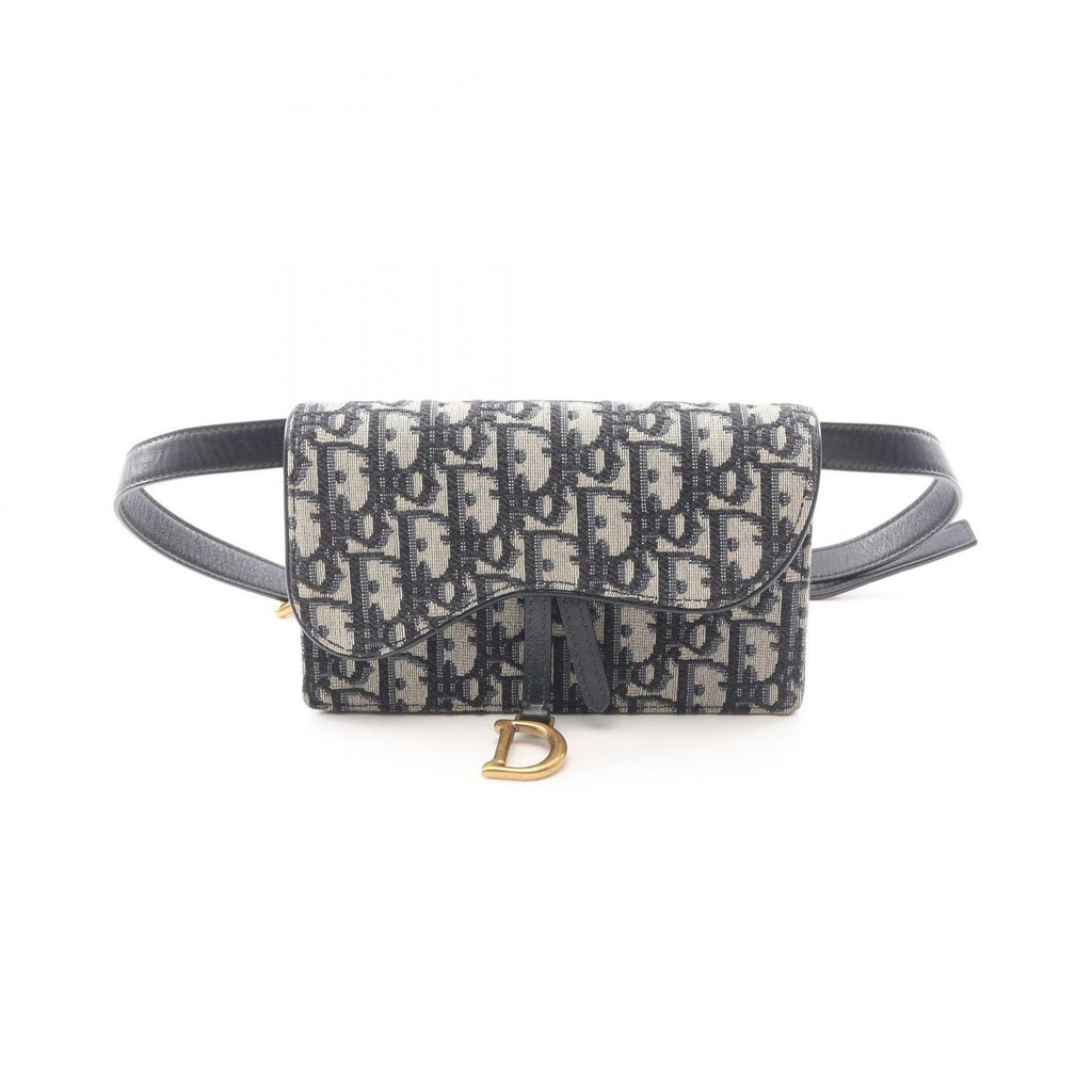 Dior Waist Bag Saddle Oblique Jacquard Navy Canvas Leather