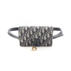 Dior Waist Bag Saddle Oblique Jacquard Navy Canvas Leather