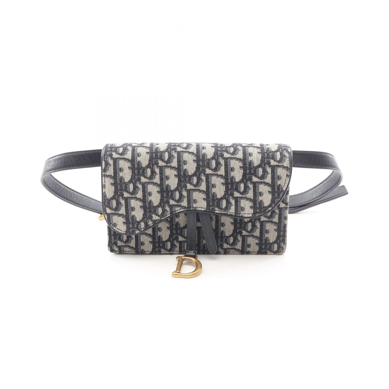 Dior Waist Bag Saddle Oblique Jacquard Navy Canvas Leather