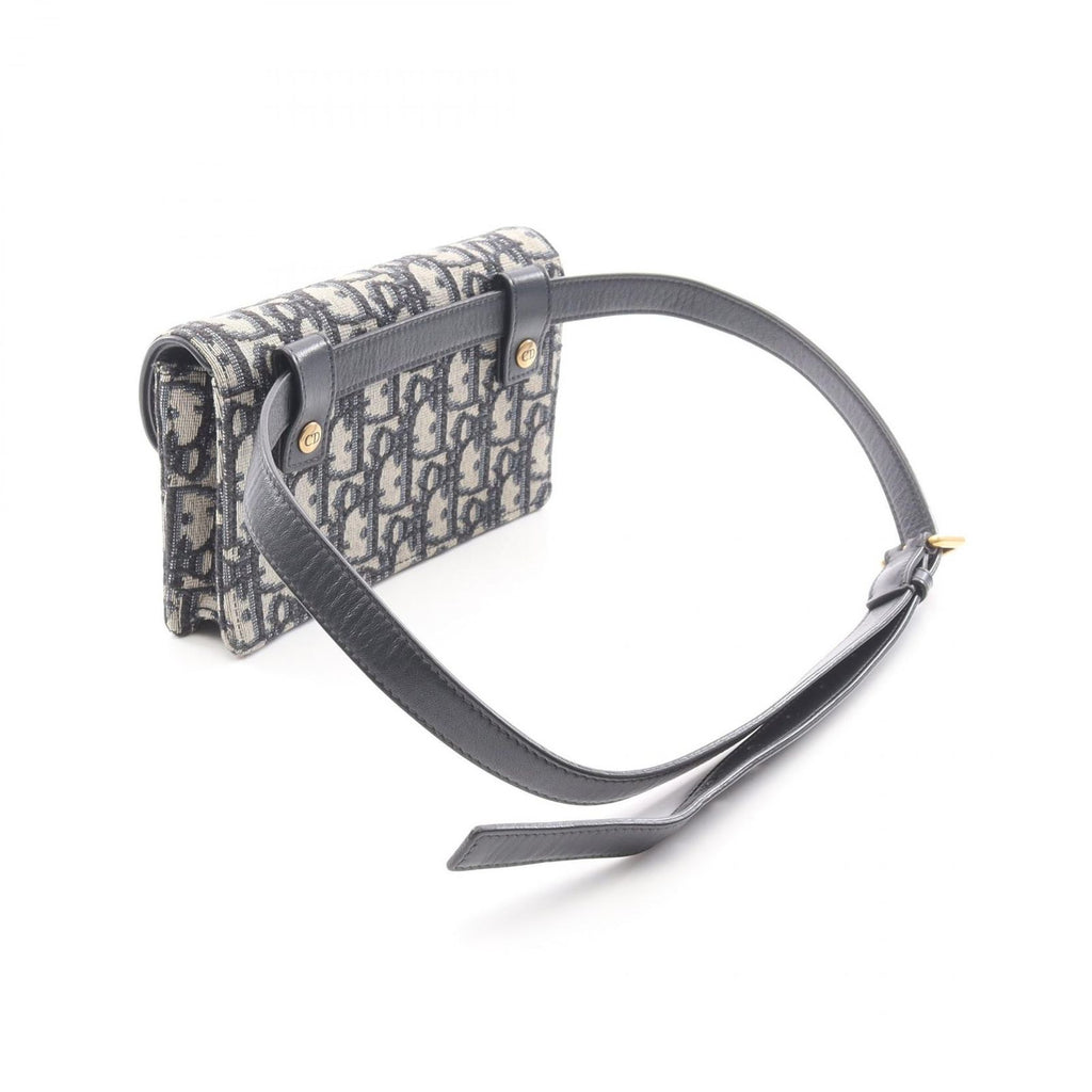 Dior Waist Bag Saddle Oblique Jacquard Navy Canvas Leather — view 2