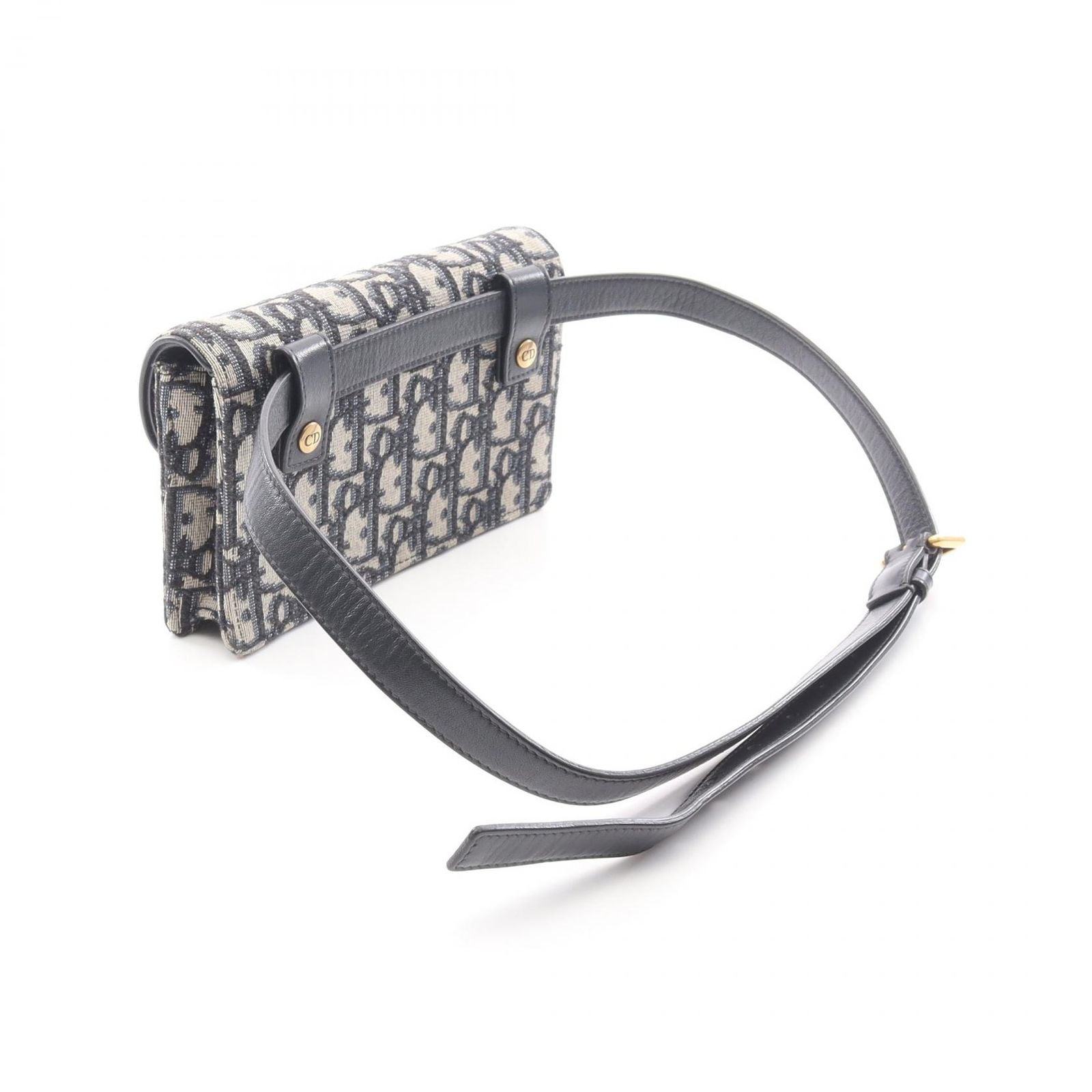 Dior Waist Bag Saddle Oblique Jacquard Navy Canvas Leather — view 2