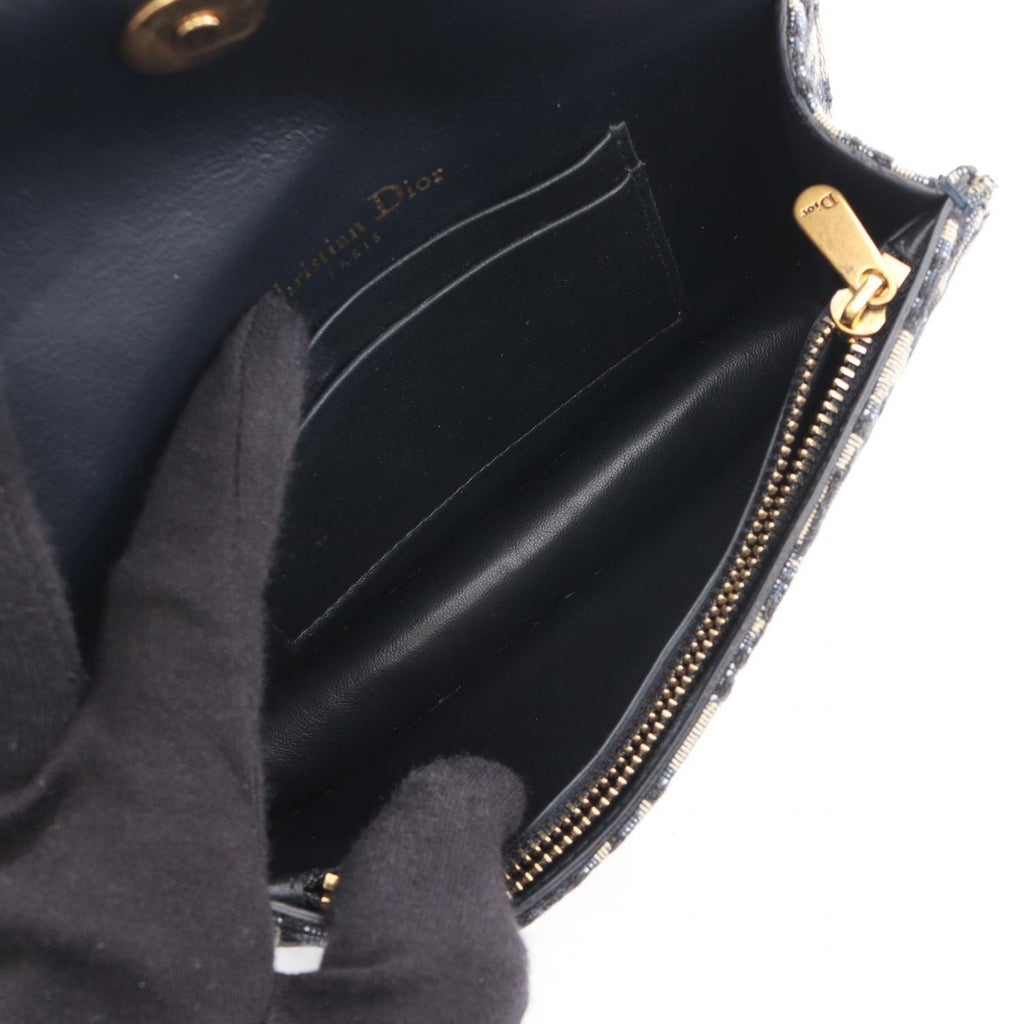 Dior Waist Bag Saddle Oblique Jacquard Navy Canvas Leather — view 3