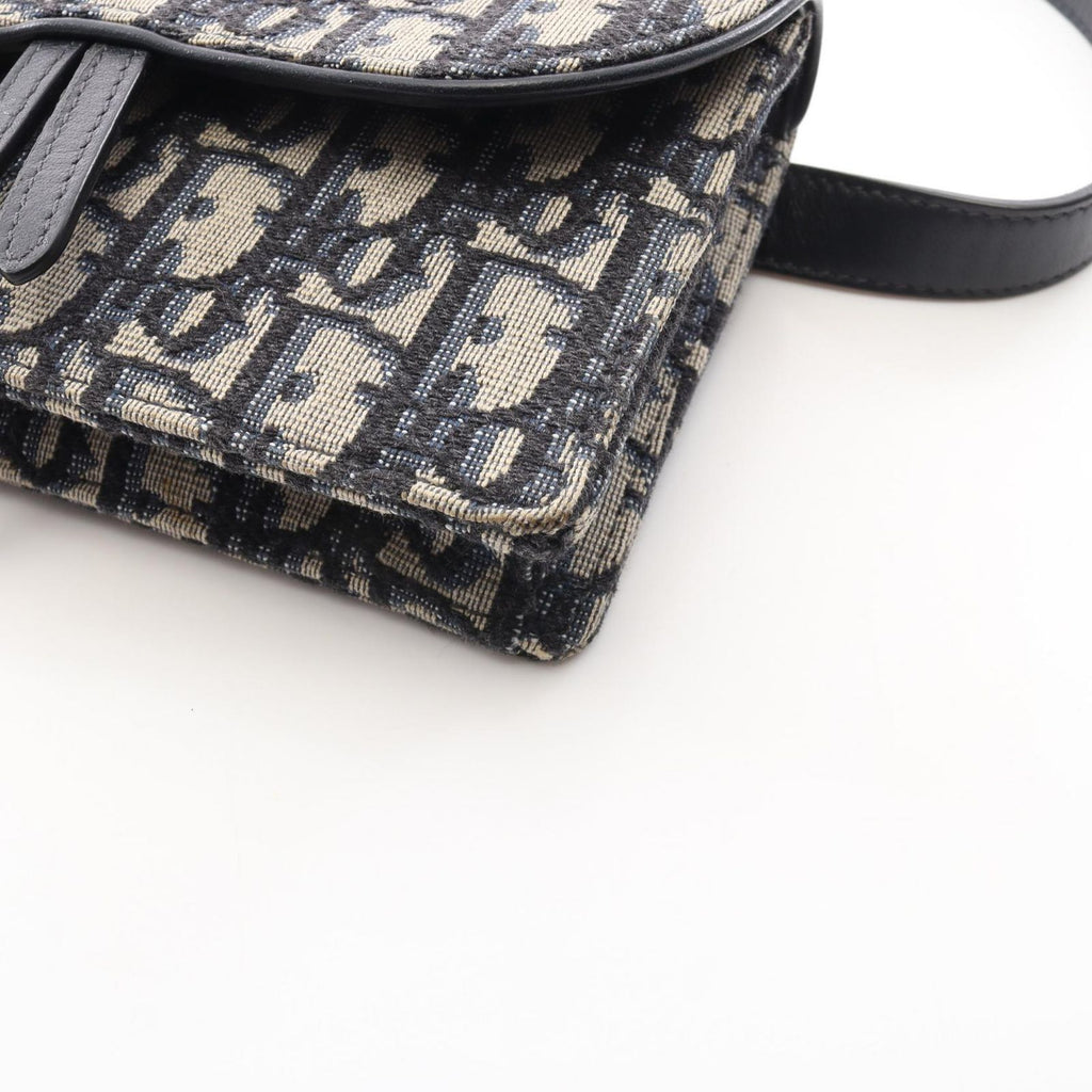 Dior Waist Bag Saddle Oblique Jacquard Navy Canvas Leather — view 5