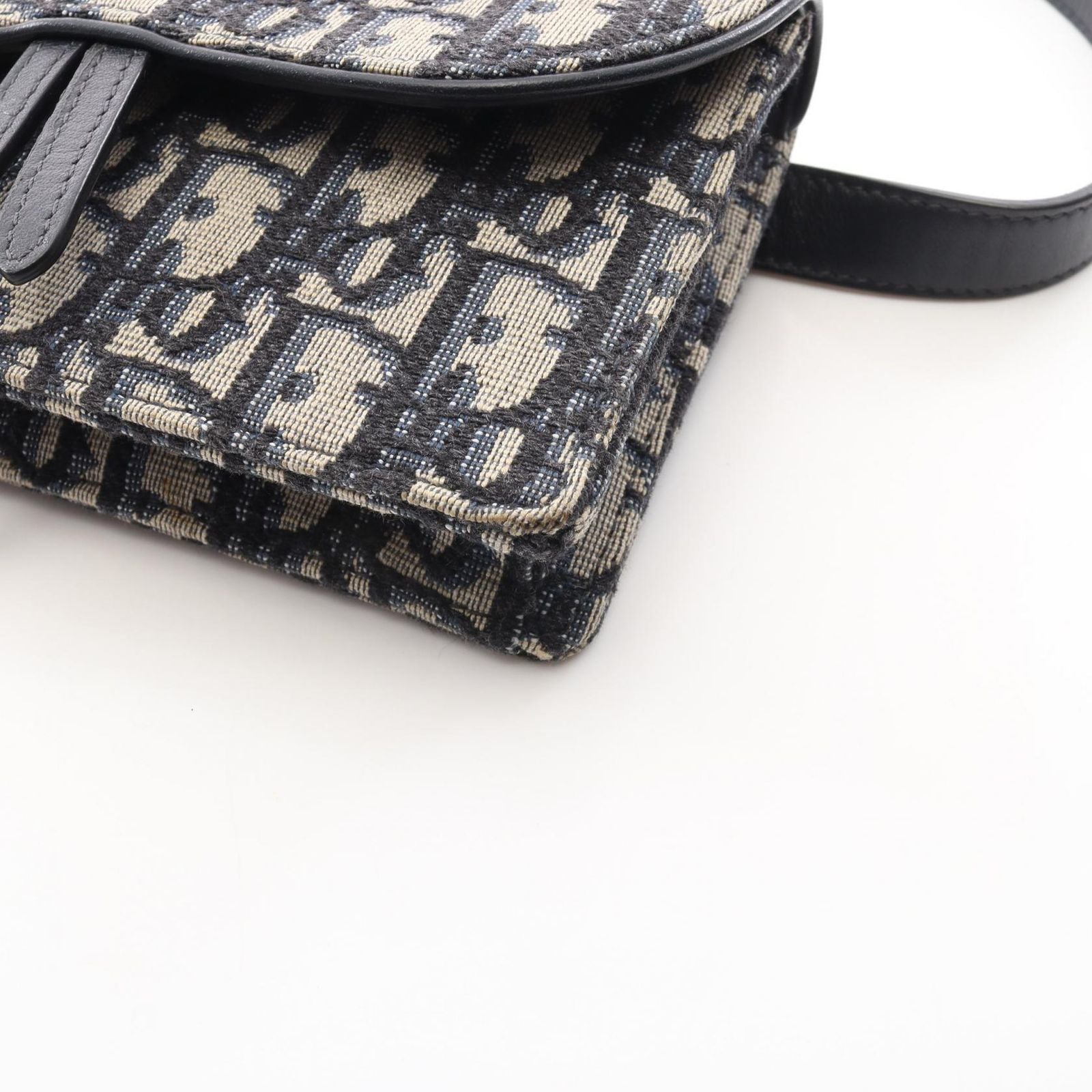 Dior Waist Bag Saddle Oblique Jacquard Navy Canvas Leather — view 5
