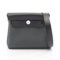 Hermes Shoulder Bag Herbag Zip Mini Vert Mangalore Black Canvas Leather
