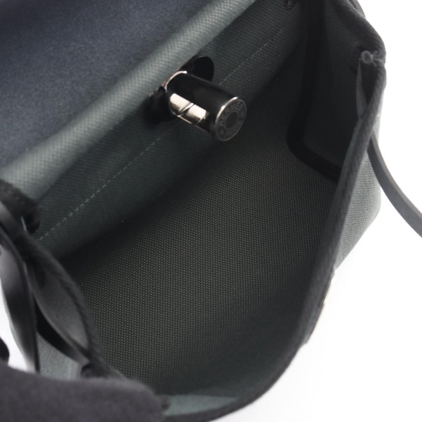 Hermes Shoulder Bag Herbag Zip Mini Vert Mangalore Black Canvas Leather — view 3