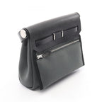 Hermes Shoulder Bag Herbag Zip Mini Vert Mangalore Black Canvas Leather — view 2