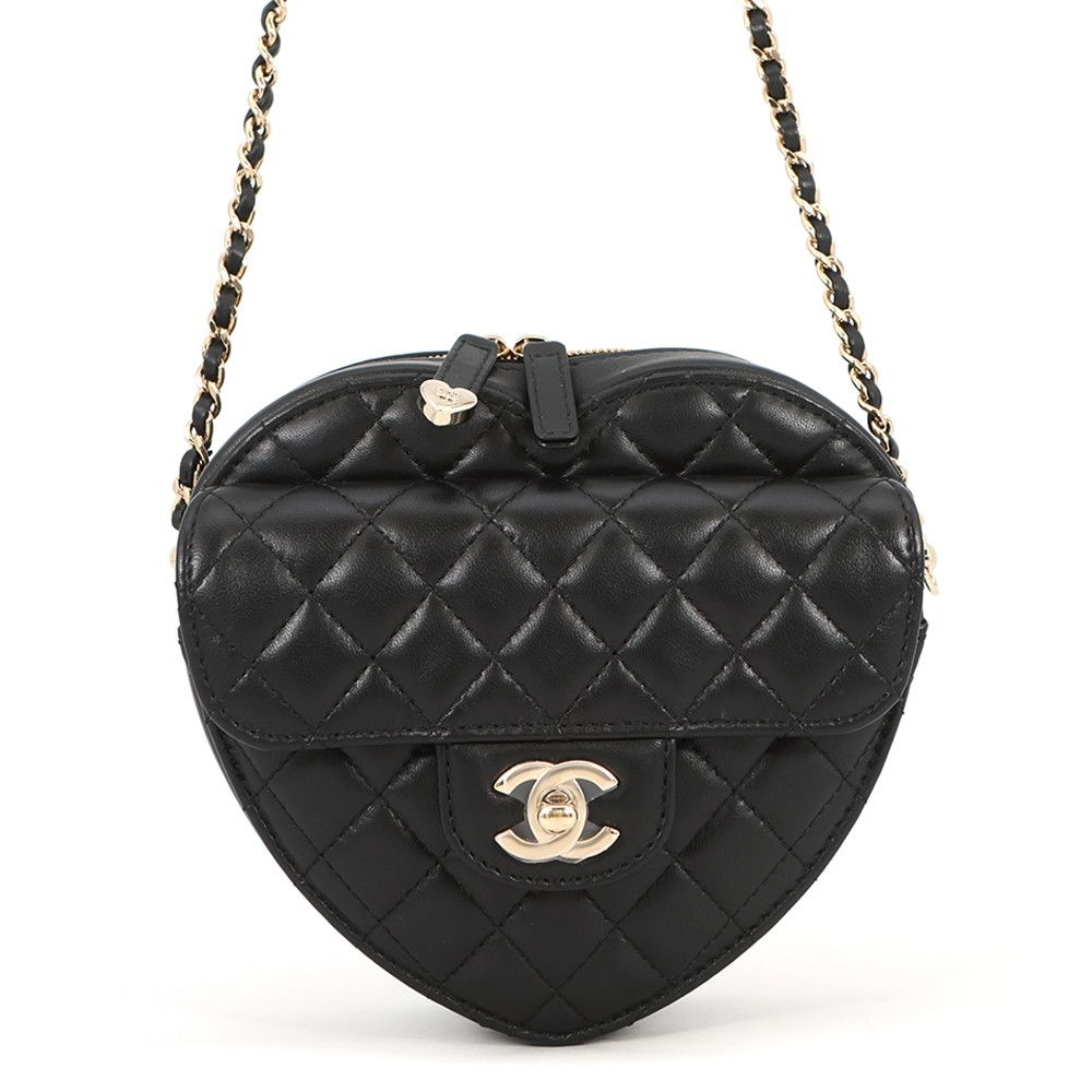 Chanel Chain Shoulder Bag Quilted CC Logo Heart