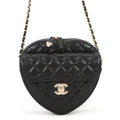 Chanel Chain Shoulder Bag Quilted CC Logo Heart