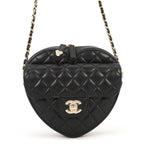 Chanel Chain Shoulder Bag Quilted CC Logo Heart