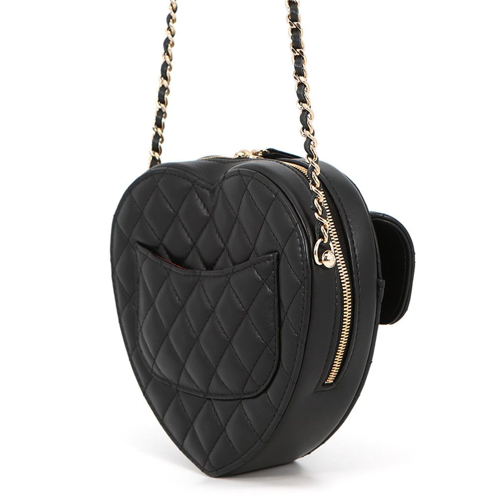 Chanel Chain Shoulder Bag Quilted CC Logo Heart — view 2